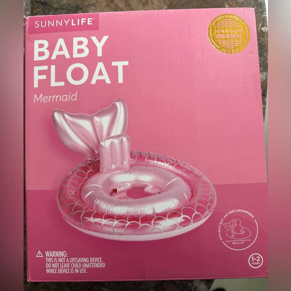 Sunnylife Pearlized Pink Mermaid Inflatable Baby Pool Float- like new condition